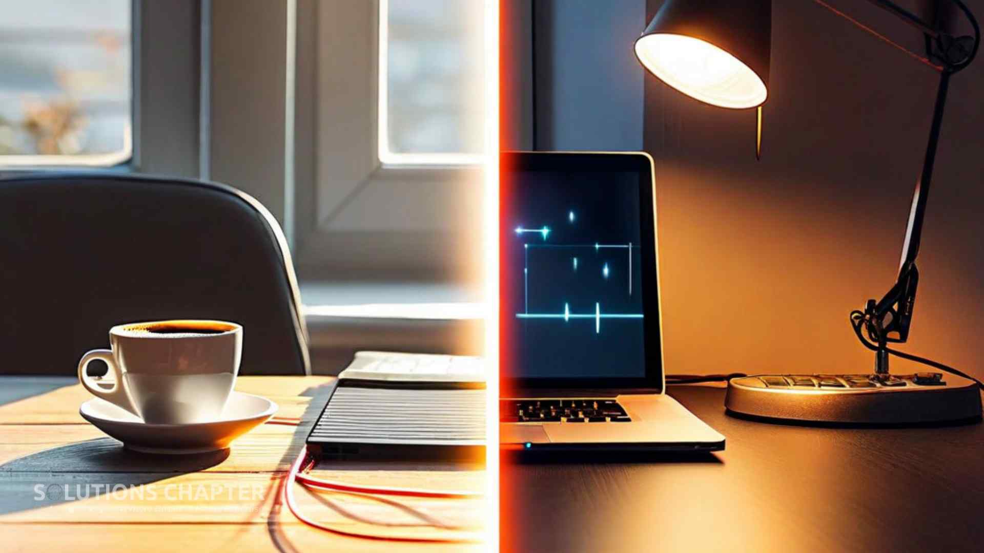 A split-screen showing a daytime office and a nighttime office connected by a glowing digital line, symbolizing 24-hour global collaboration through AWS.