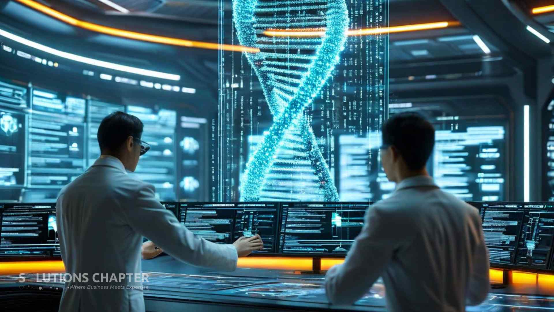 A team of three distinct holographic digital agents collaborating in a futuristic command center, representing an enterprise workflow powered by Agentic AI and multi-cloud orchestration.